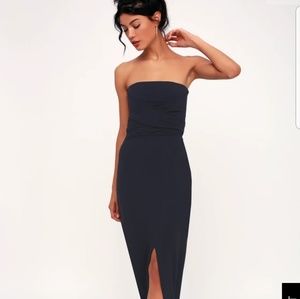 Own the Night - Navy blue strapless maxi dress